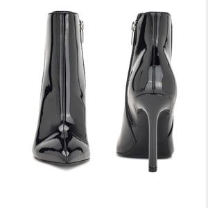Nine West black patent leather high heel booties